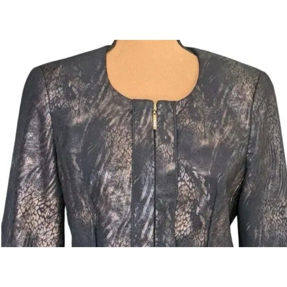 VTG‎ Y2K Kim Rogers Blazer 12P Brown Metallic Animal Print Mob Wife Faux Suede - Picture 5 of 8